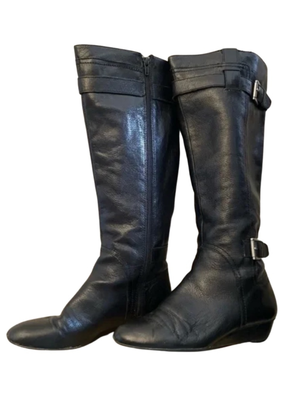 Nine West Black Leather Knee-High Boots – Size 7.5 GUC *Flaw